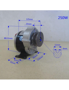 Motor Eléctrico 350w 24v DC Brushed Polea , Piñon y Cadena