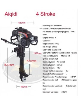 Motor fuera de borda  6.5HP Pata Larga 4T air cooler