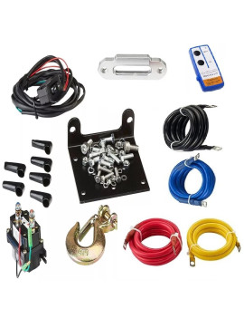 Winche Eléctrico Capacidad 4.500 lbs 12v DC Piola Sintética Control Remoto Inalámbrico